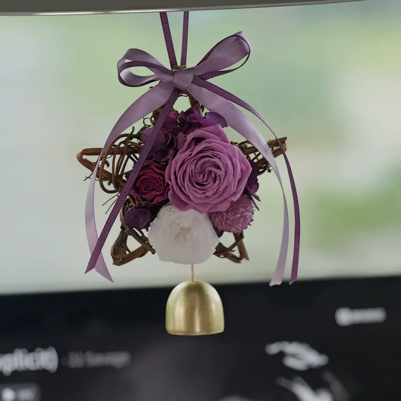 New Eternal Flower Pentagram Pendant Car Rearview Mirror Hanging Jewelry Aromatherapy Diffuser Christmas Gift