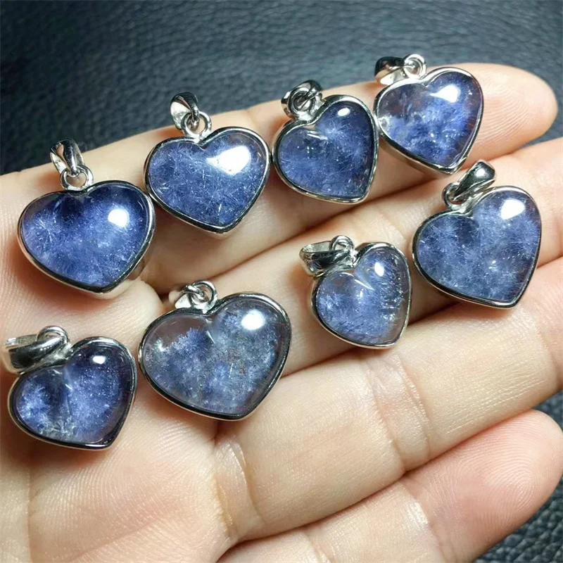 S925 Natral Seraphinite Heart Pendant Making Jewelry DIY Elegance Pendant Craft Party Holiday Women Gift 13-16MM