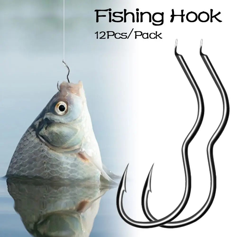 12Pcs/Pack High Carbon Steel Fishing Hook Sharp Barbed Automatic Flip Anti Slip Fishhook for Carp Fishing Accessories Durable