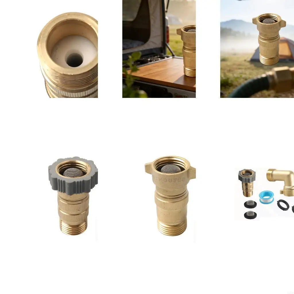 Water Supply Entry Part With Uptake Screen, Copper Body for Motorhome and Camp Water Line, Small Outdoor Coupling X37F