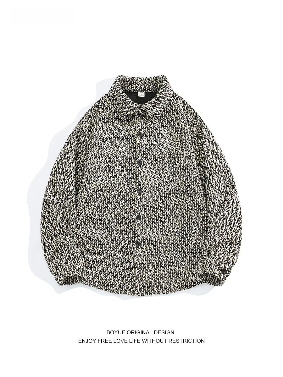 

BOYUE Retro Tweed Jaet Korean Sle Couple Knitted Floral Men's Women's Outerwear Spring Autumn Winter Casual Faion