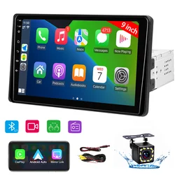 9 Inch Universal Car Radio 1 Din HD Touchscreen Car Stereo Carplay Android Auto Multimedia Player Backup Camera,FM USB AUX Input