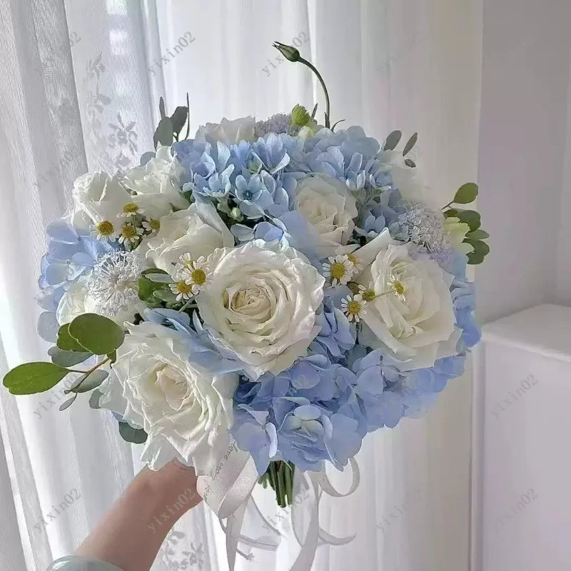 

Monet Garden Artificial Hydrangea Bouquet Wedding Bridal Bouquet for Party Photo Decor