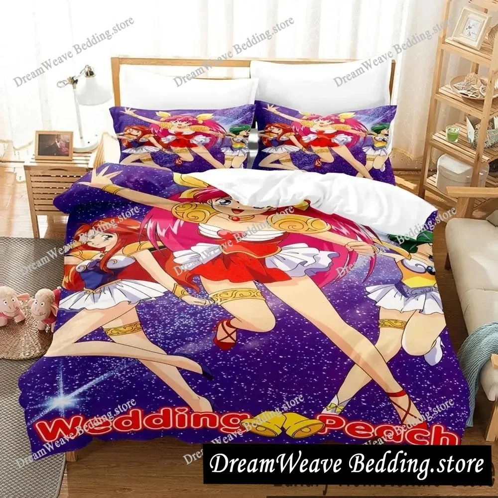 3D Print Anime Wedding Peach Bedding Set Duvet Cover Bed Set Quilt Cover Pillowcase Comforter King Queen Size Boys Adult Bedding