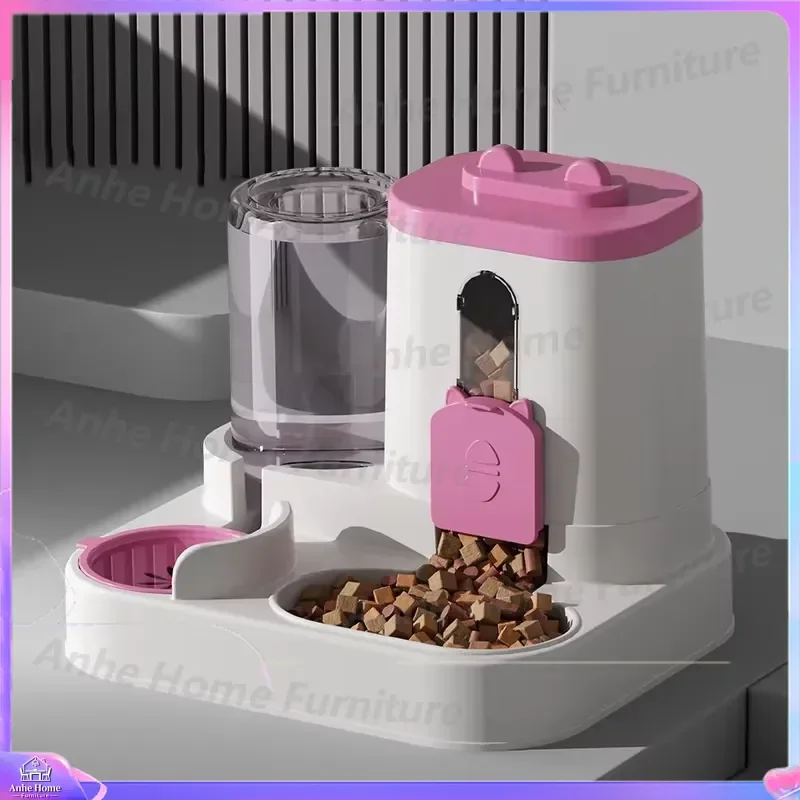 2 in 1 Automatic Pet Feeder and Water Dispenser 1.6L Food 0.8L Water Large Plastic Bowl Leak Proof Non Slip Durable Eco