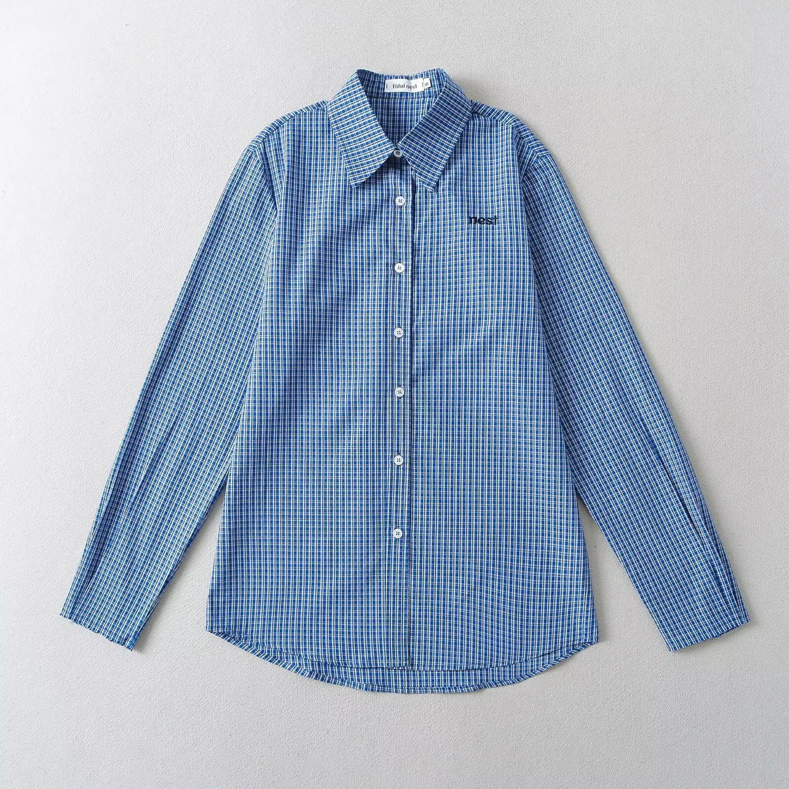 

Свободная клетчатая рубашка в стиле Харадзюку с длинным рукавом, женская весенняя рубашка с отложным воротником, офисный женский топ, повседневная одежда Y2k, японский стиль, вышитая