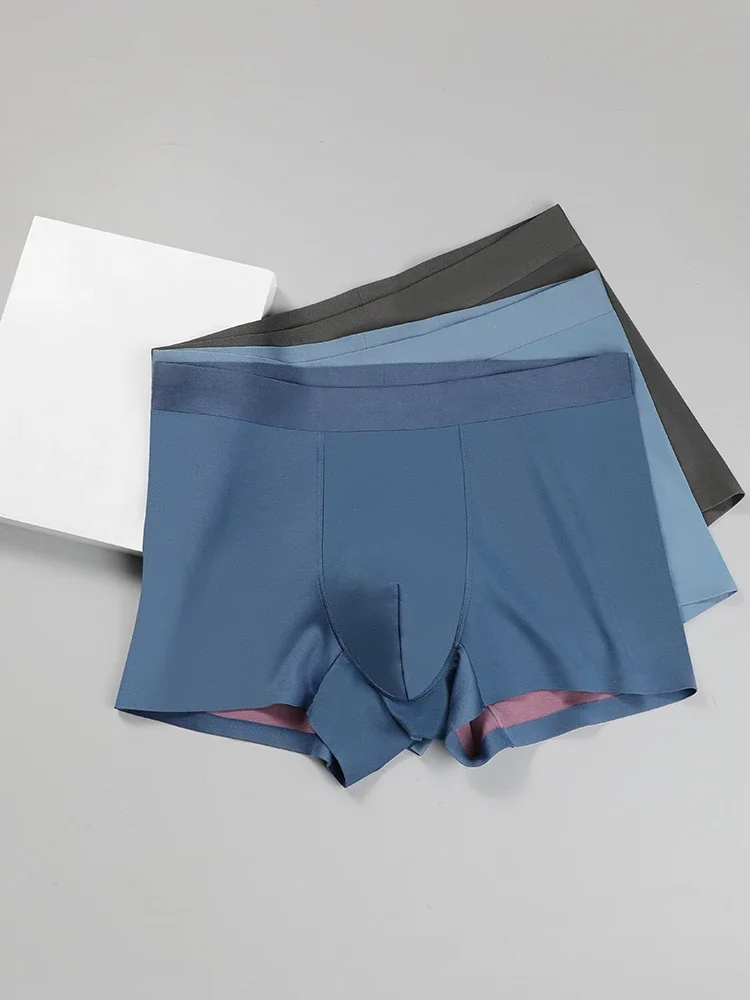 Roupa interior masculina 100 modal dupla face sem costura boxers arquivo interno de seda 0 conforto boxer shorts cabeça
