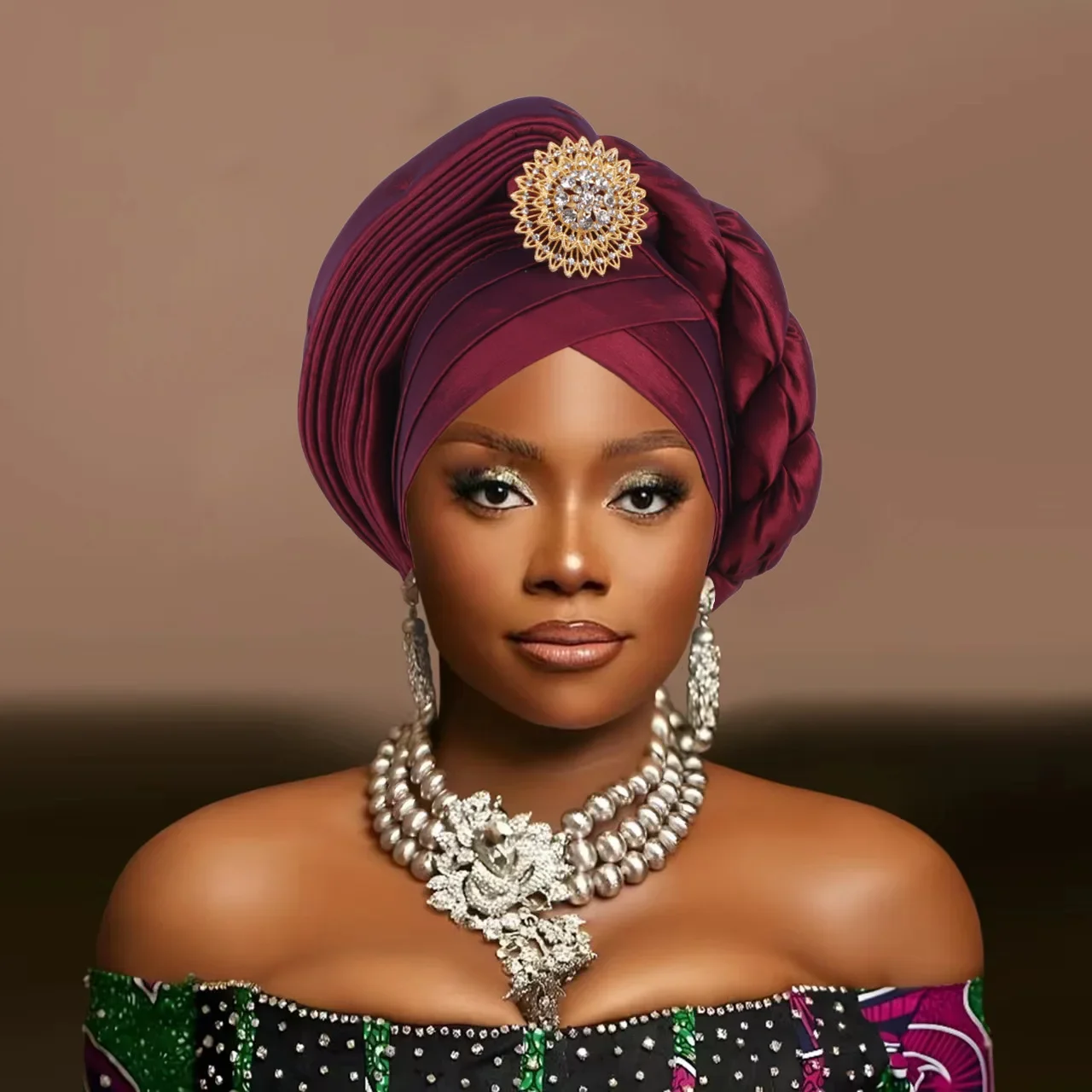 Shining Diamond Turban Cap for Women African Auto Gele Headtie Nigeria Wedding Geles Party Headwear