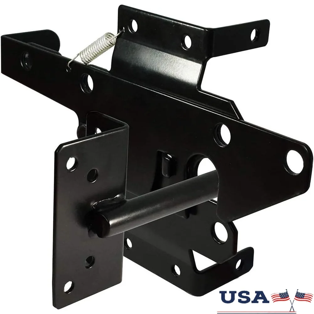 

Automatic Heavy Duty Self-Locking Gate Latch Post Mount Lock Wood PVC Metal Fences with Complete Installation Hardware