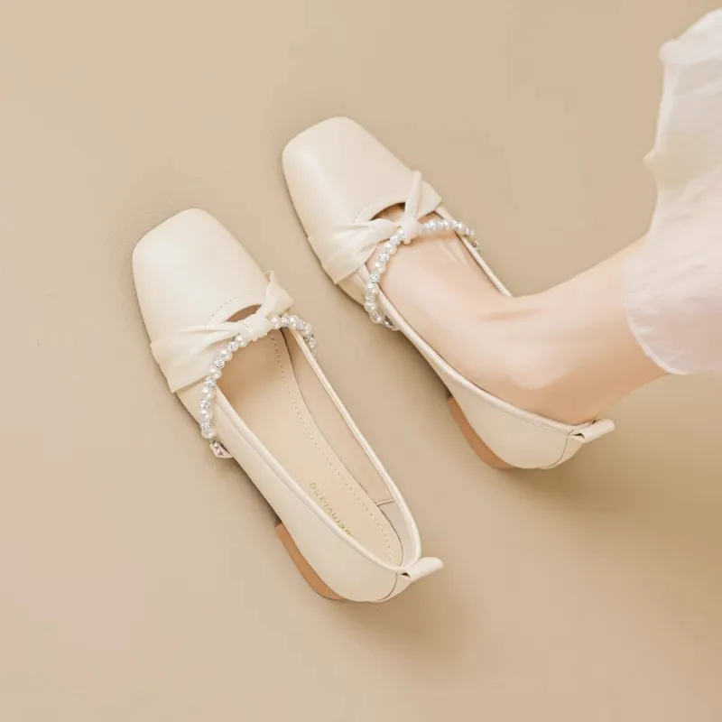 

Летние Универсальные женские туфли на плоской подошве с квадратным носком из искусственной кожи