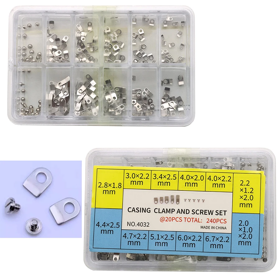 Watch parts, connecting plates for fixing the movement inside the case, screws for fixing the movement and the watch case