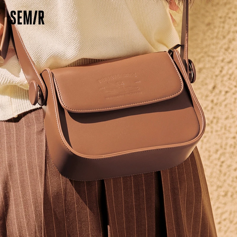 Semir Bag Saddle Bag Women Simple Solid Color Temperament Single Shoulder Crossbody Bag Cute Casual Commuter Bag