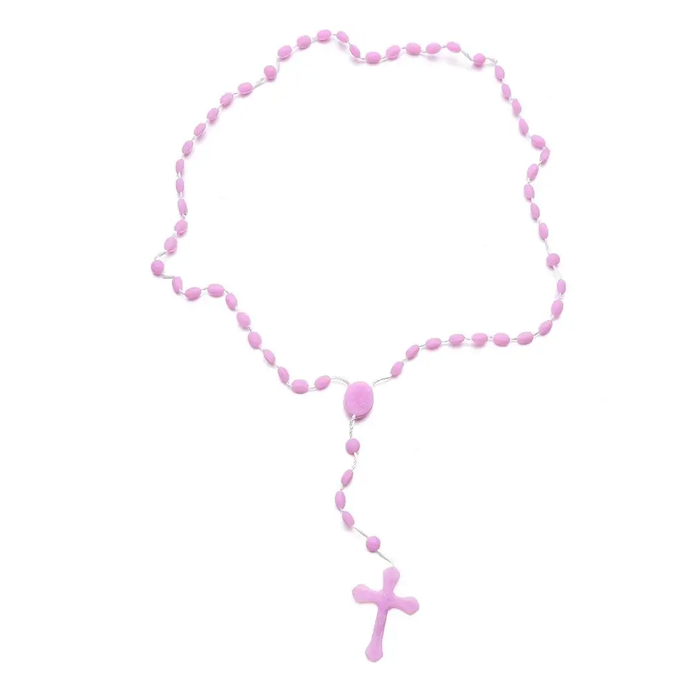 Collier chapelet croix Shoous pour hommes et femmes, bijoux religieux, catholique, plastique, le plus récent, 4.5x2.7 cm