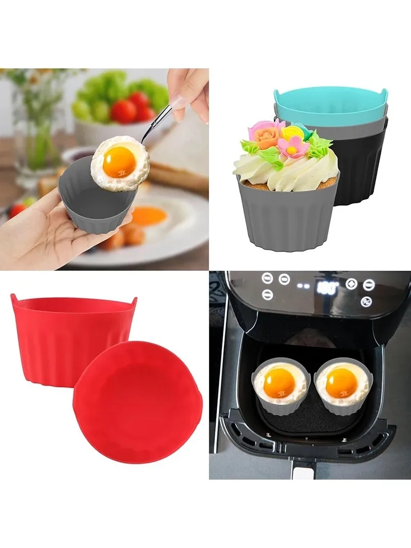 Ramekins pour friteuse à Air en Silicone, grands étuis à muffins, braconnier à œufs antiadhésif, moule en Silicone, ustensiles de cuisson, cuisson à dégagement facile, 1/5 pièces