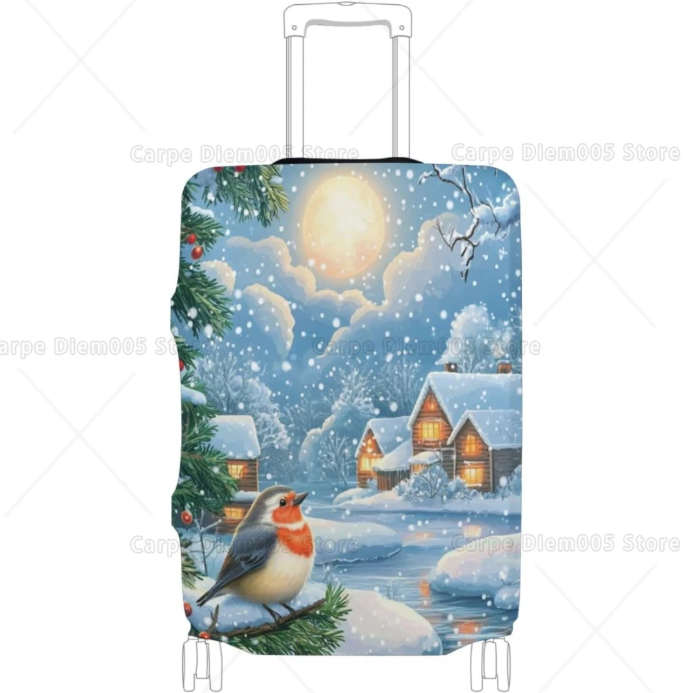 

Winter Bird Christmas White Luggage Covers for Suitcase Tsa Approved Fit 18-32 Inch Suitcase Identifier