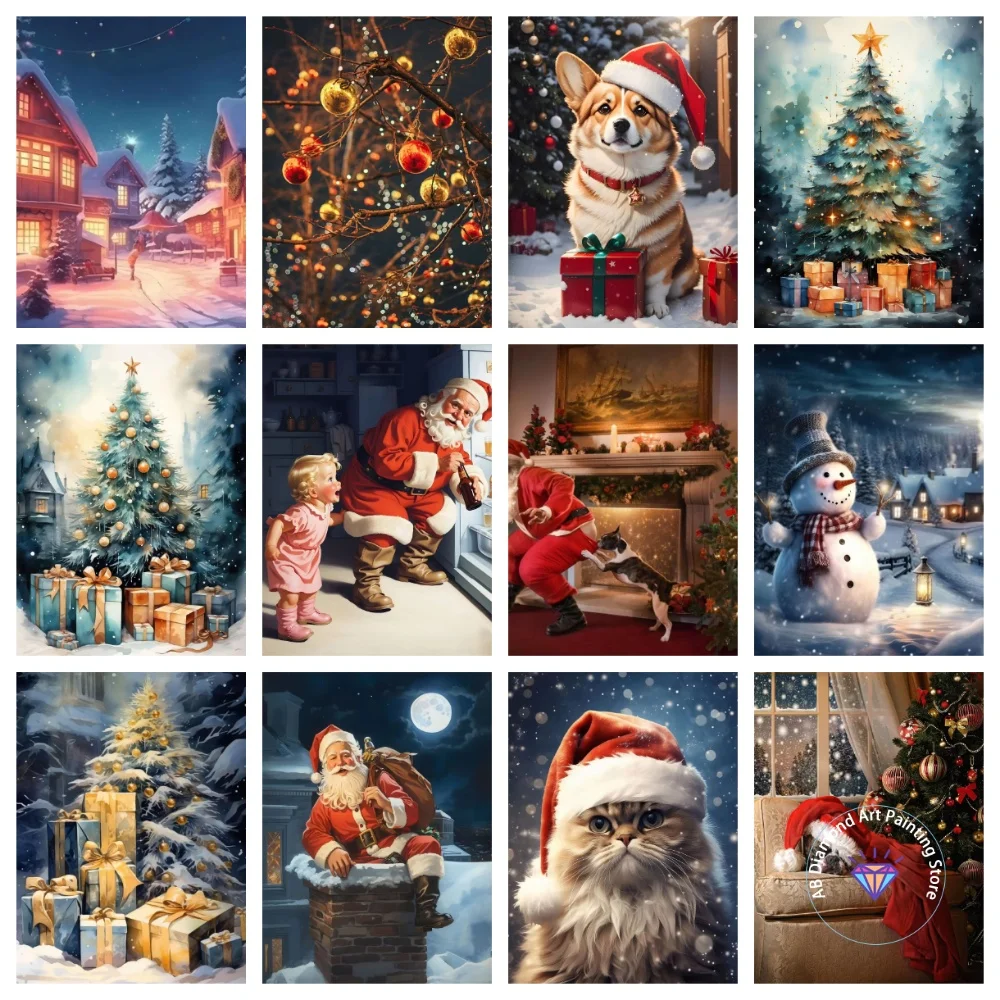 

Santa Claus Animal AB Diamond Painting Kit Square Round Diamond 5D DIY Cross Embroidery Handmade Art Exquisite Gift Home Decor