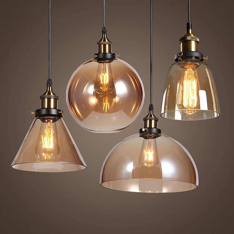 

Retro Glass Pendant Lights Fixture Vintage Loft American Style Hanging Lamp Restaurant Bar Kitchen Drop Lights Home Deco Dining