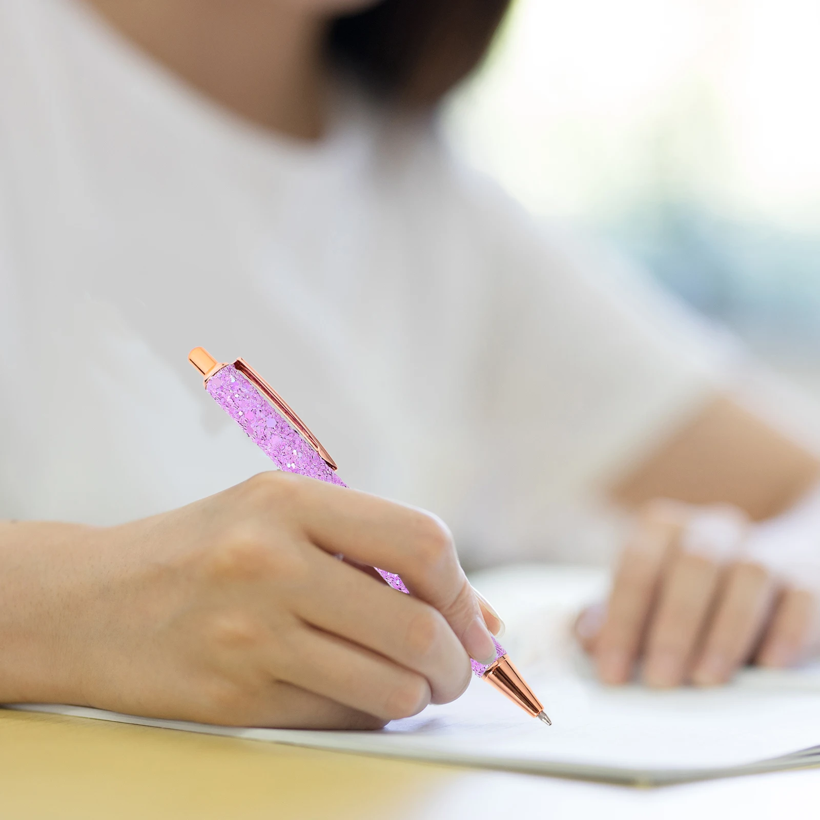 10 قطع من أقلام حبر جاف من حجر الراين الأرجواني المعدنية الناعمة للكتابة ومستلزمات المكتب وقلم الطالب وقبضة مريحة فكرة هدية