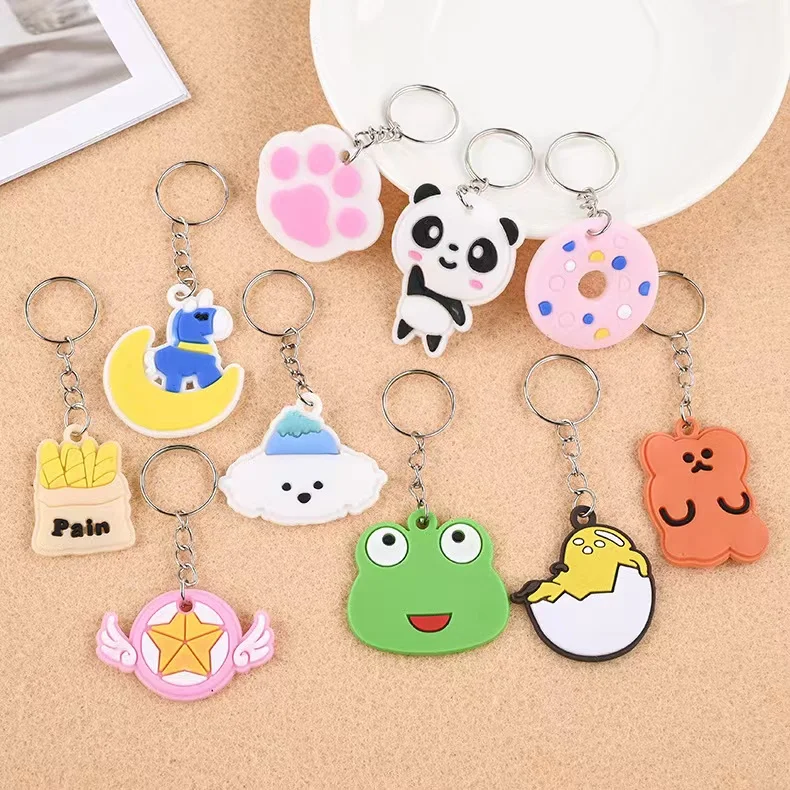 100pcs Cartoon Keychain for Kids Party Favors Gift Mini Cute Keyring for Classroom Prizes Birthday Christmas Goodie Bag Stuffers