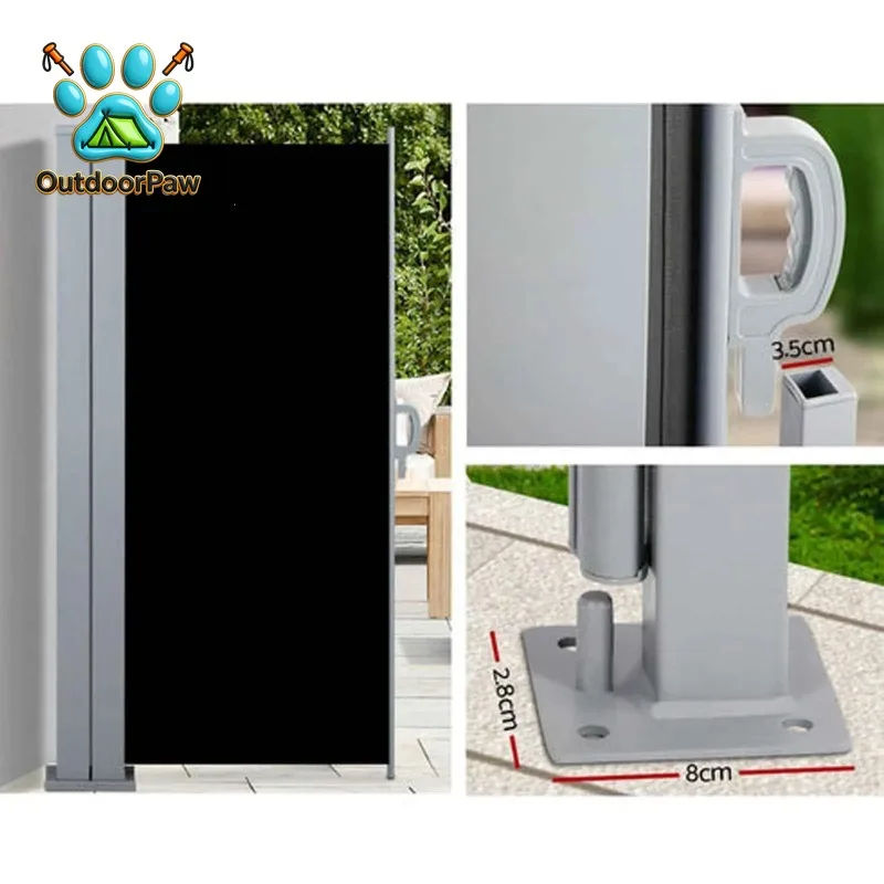Outdoor Waterproof Double Side Sunshade Windproof Courtyard Partition Garden Retractable Side Awning Screen Privacy Partition