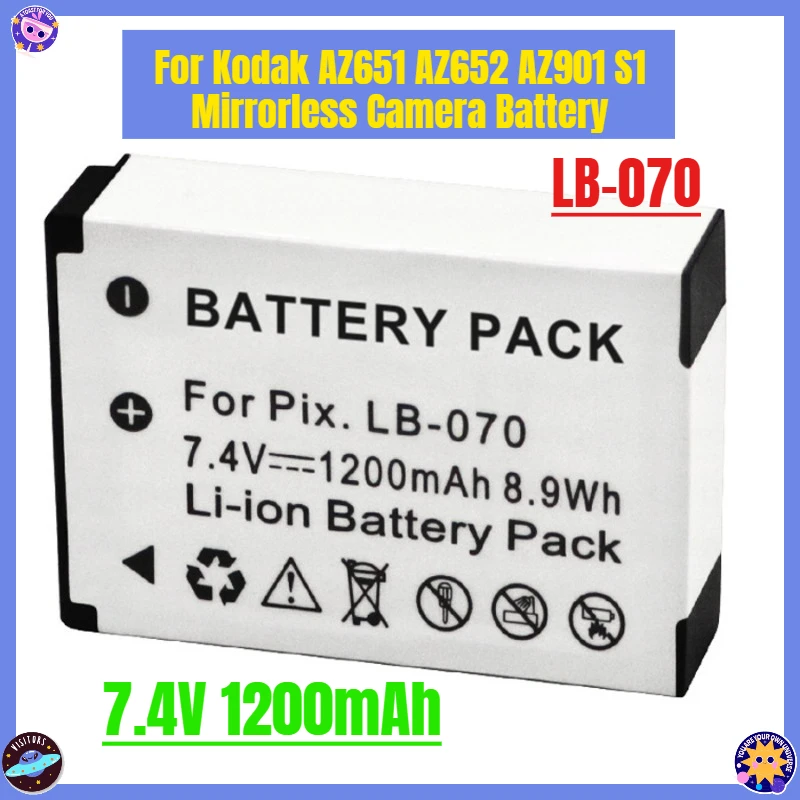 

7.4V 1200mAh for Kodak AZ651 AZ652 AZ901 S1 Mirrorless Camera Battery LB-070