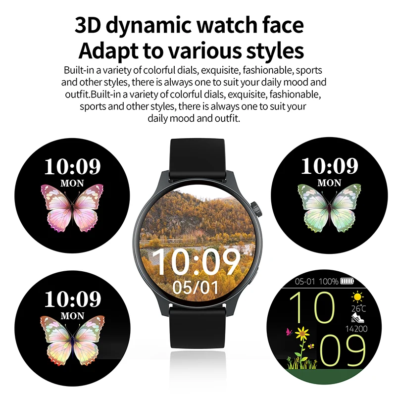 New Couple Smart Watch 5.4 Bluetooth Call 1.43-inch AMOLED Screen 466 * 466 Resolution 3D Dynamic Dial Women's Smart Watch