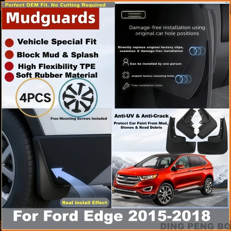 Car Mudguard For Ford Edge Sprot 2015-2018 Fender Mudflaps Front And Rear Wheel Mud Splash Guards Exterior Accessories