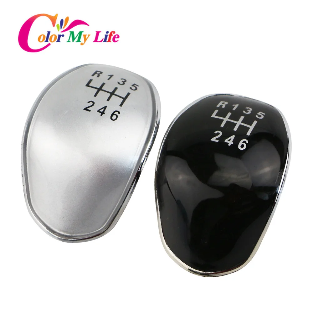 Silver/Black Car Gear Shift Knob Badge Emblem Cap Cover 5/6 Speed for Ford Focus MK2 MK3 Fiesta MK7 C-max B-max Galaxy Kuga