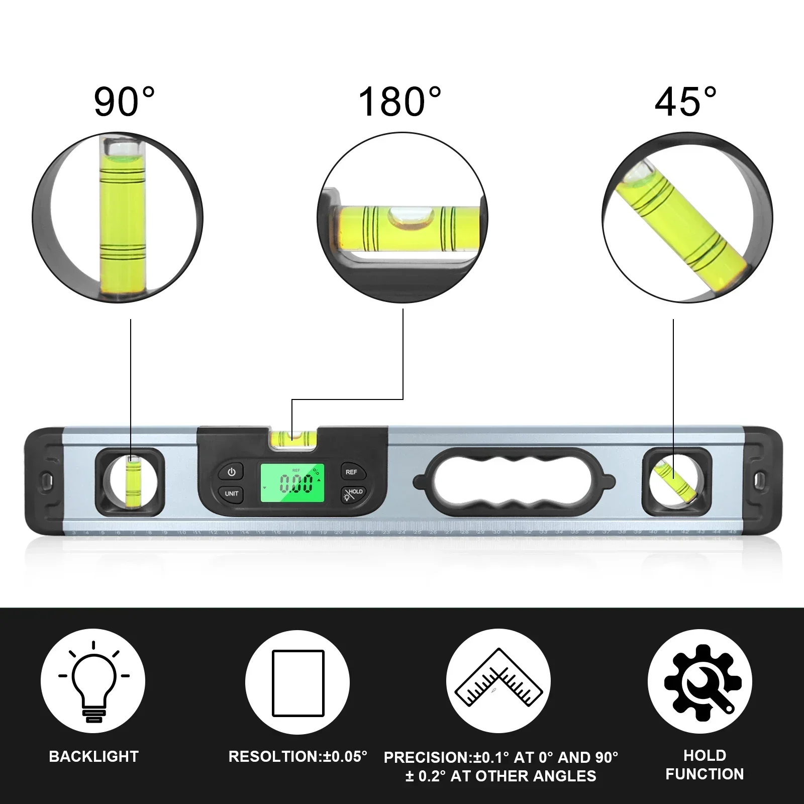 

Home Level Display Ruler Alloy Pencil 90 Gauge Hardware With Protractor Degree Tools Rulers Finder Digital Angle Bevel Aluminum