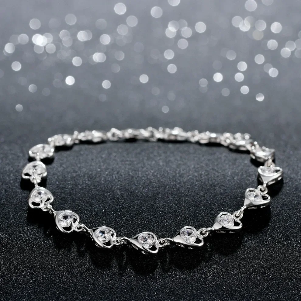 

Лидер продаж, браслеты из стерлингового серебра 925 пробы, специальное сердце с цирконом для женщин, женщин и мужчин, свадебные красивые модные украшения, подарки для пар