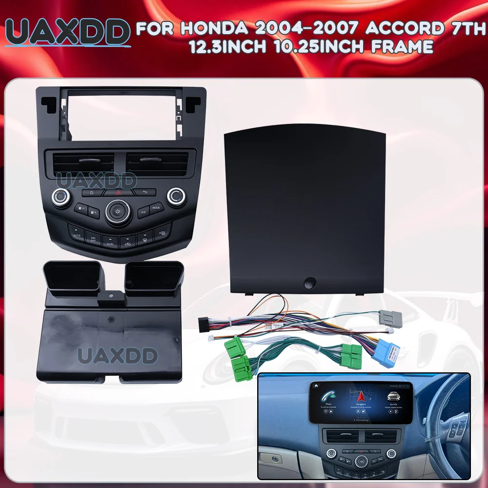 For Honda Accord 7TH 2004-2007 12.3/10.25inch 2 Din Center Dash Android Frame Wiring Harness Canbus Decoder Full Fit Adapter Kit