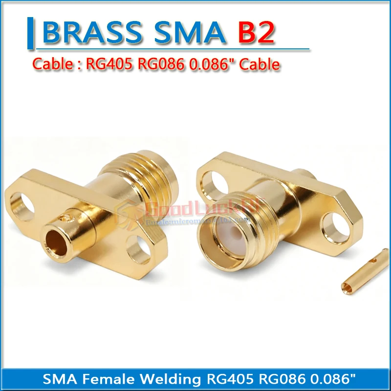 SMA Female 2 hole Flange diamond Panel Welding Solder semi-rigid RG405 RG086 0.086