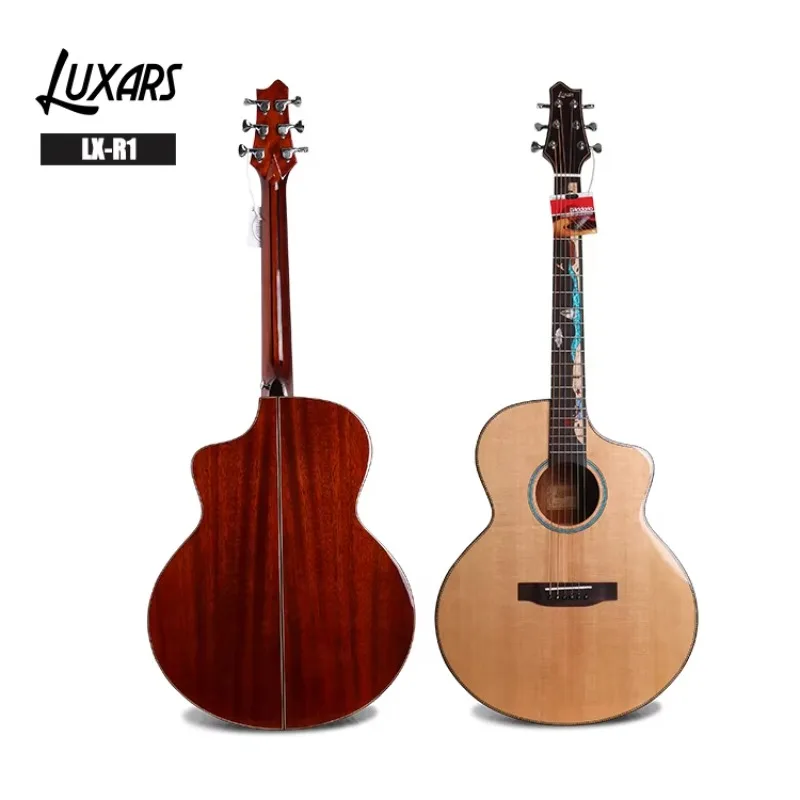 LX-1  Brand New High Quality Solid Spruce Top Beach Theme Inlay Electric Acoustic Guitar