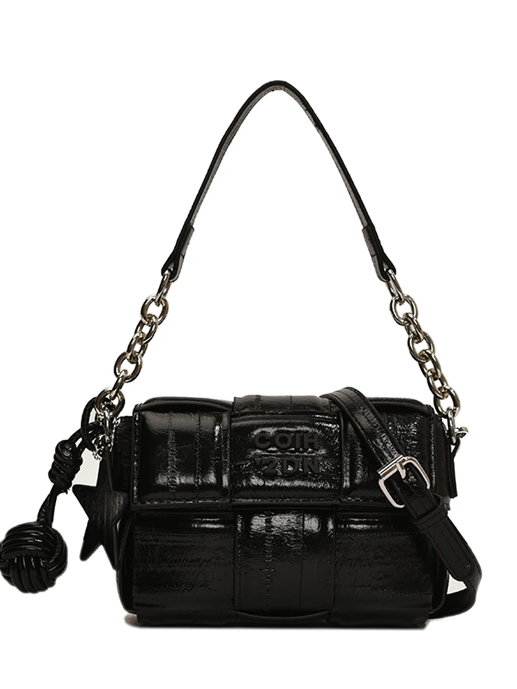 Ele Silver Baskets Women\'s Crossbody Bag Woven Handbag Summer Trendy Small Square Bag Soft PU Leather Casual Sle