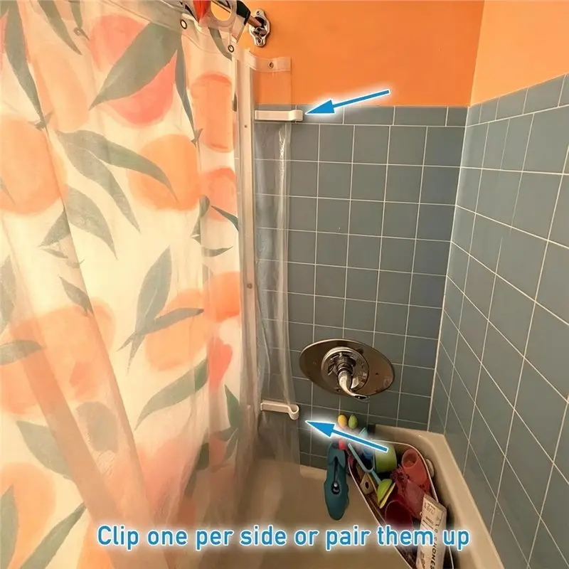 [NEWA64Z!】 Magnetic Shower Curtain Holder, Self-Adhesive Shower Guards& 2-Pack Shower Curtain Weights To Prevent Water Spillage