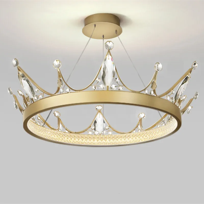 

Light luxury crown crystal bedroom chandelier living room modern luxury children's home master bedroom lamp