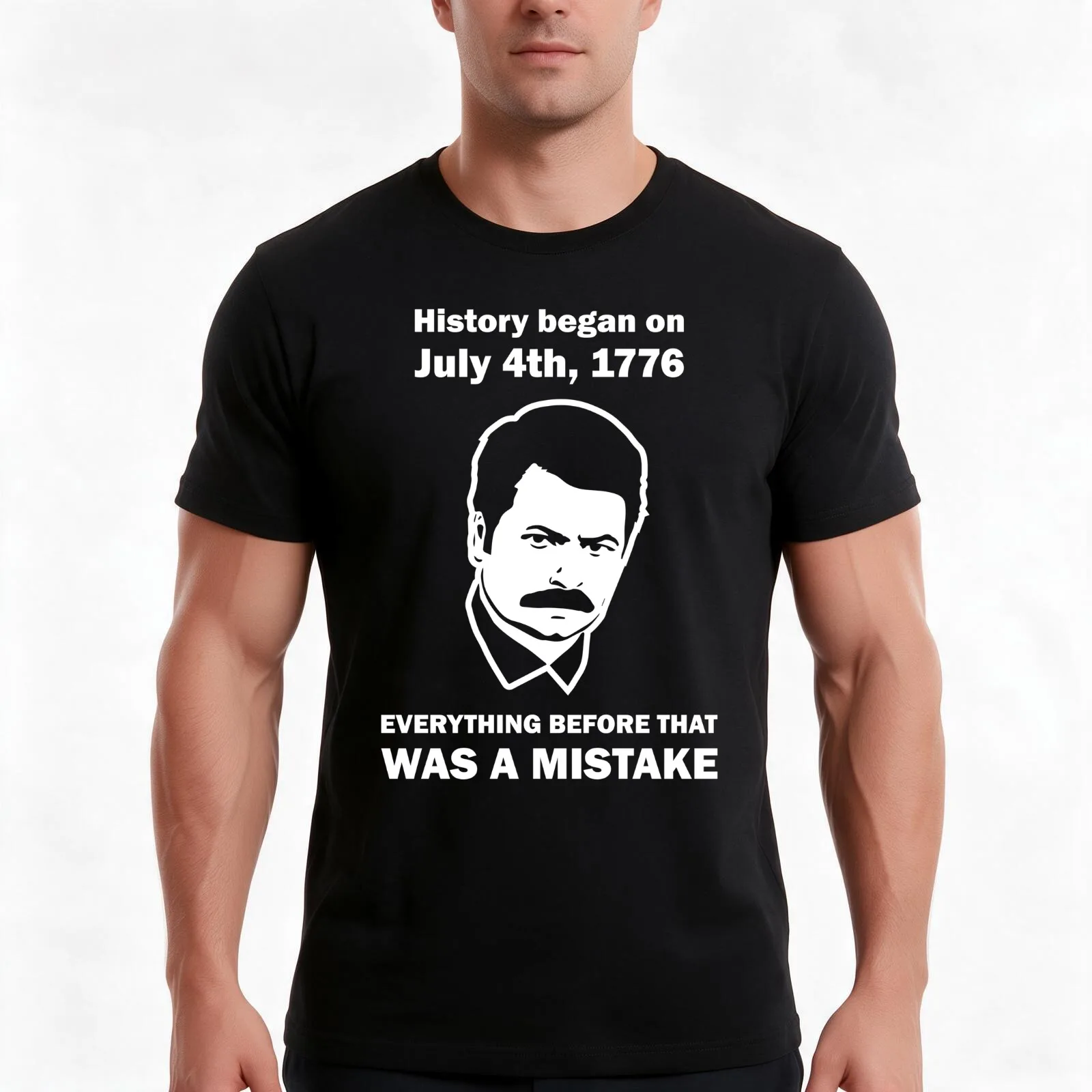 Ron Swanson History July 4 1776 (dark) Men T Shirt anime t shirts oversize