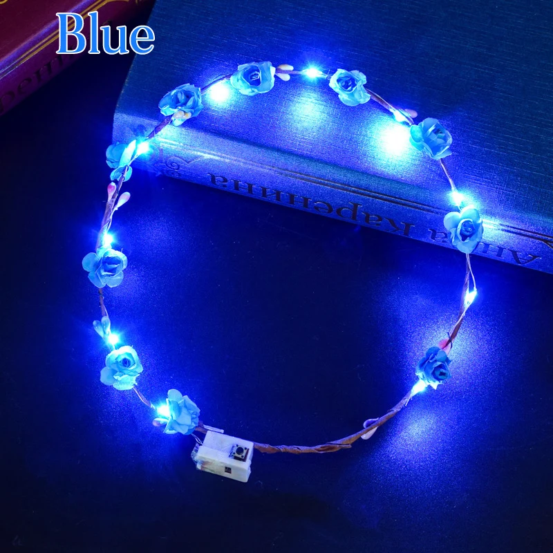 10-300Pcs LED Flower Crowns Light Up Headbands Glowing Flower Crown Garland Glow in the Dark Headband for Wedding Party Favors image 3