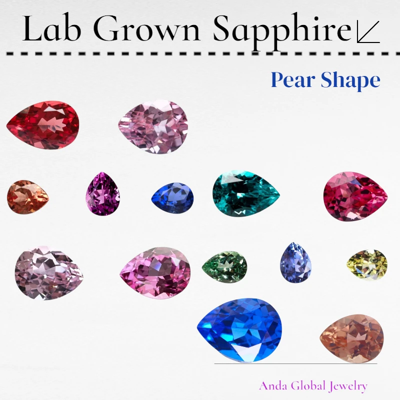 

Lab Grown Sapphire Pear Shape DIY Charms Jewelry Earring Rings Making Main Materials Selectable AGL Certificate Daily Matching