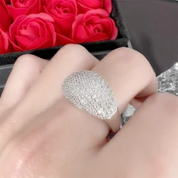 Luxury Crystal Women Bridal Ring With Full Stones Top Grade Silver 925 Sterling Ring For Lady Wedding Engagement Ring Many Size