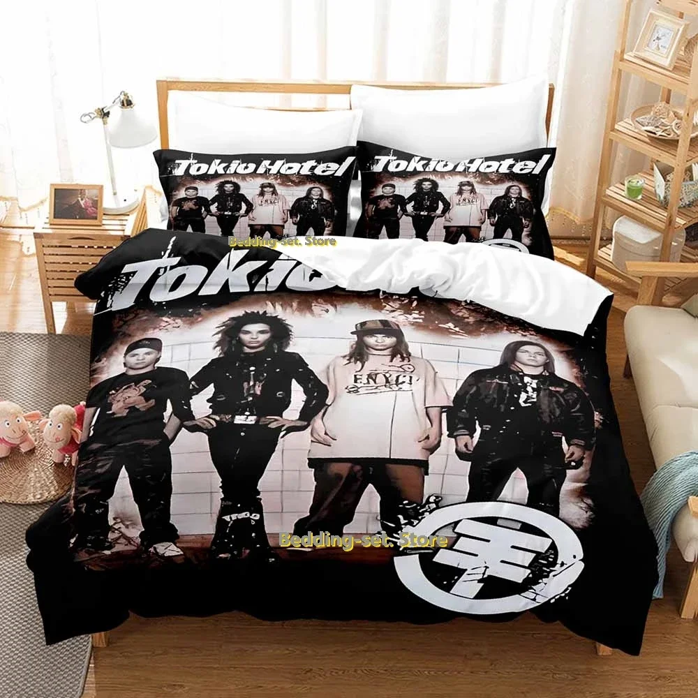 3D Print Anime Tokio Hotel Bedding Set Adult Kid Bedroom Duvetcover Sets Three-piece Bed Set