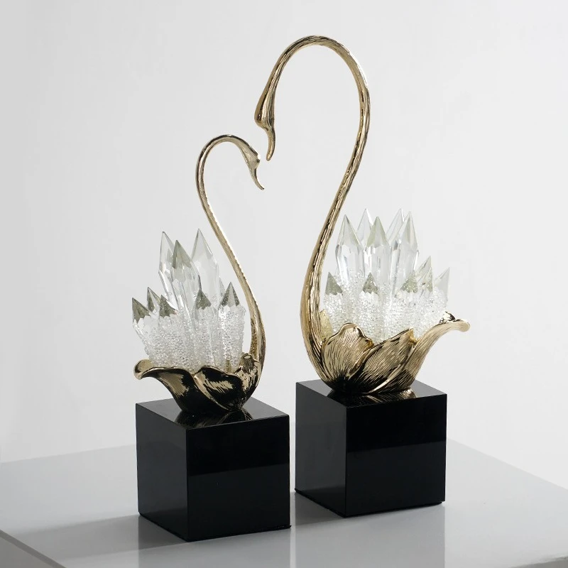 

Home crystal swan decoration living room wine cabinet entrance light luxury high-end ornament wedding gift blessing gift