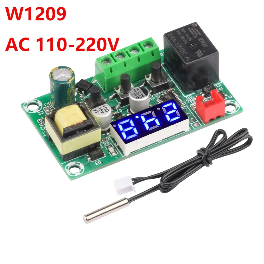 W1209 AC 110-220V Heat Cool Temp Thermostat Temperature Control Switch Temperature Controller Thermometer Blue/Red/Green Light