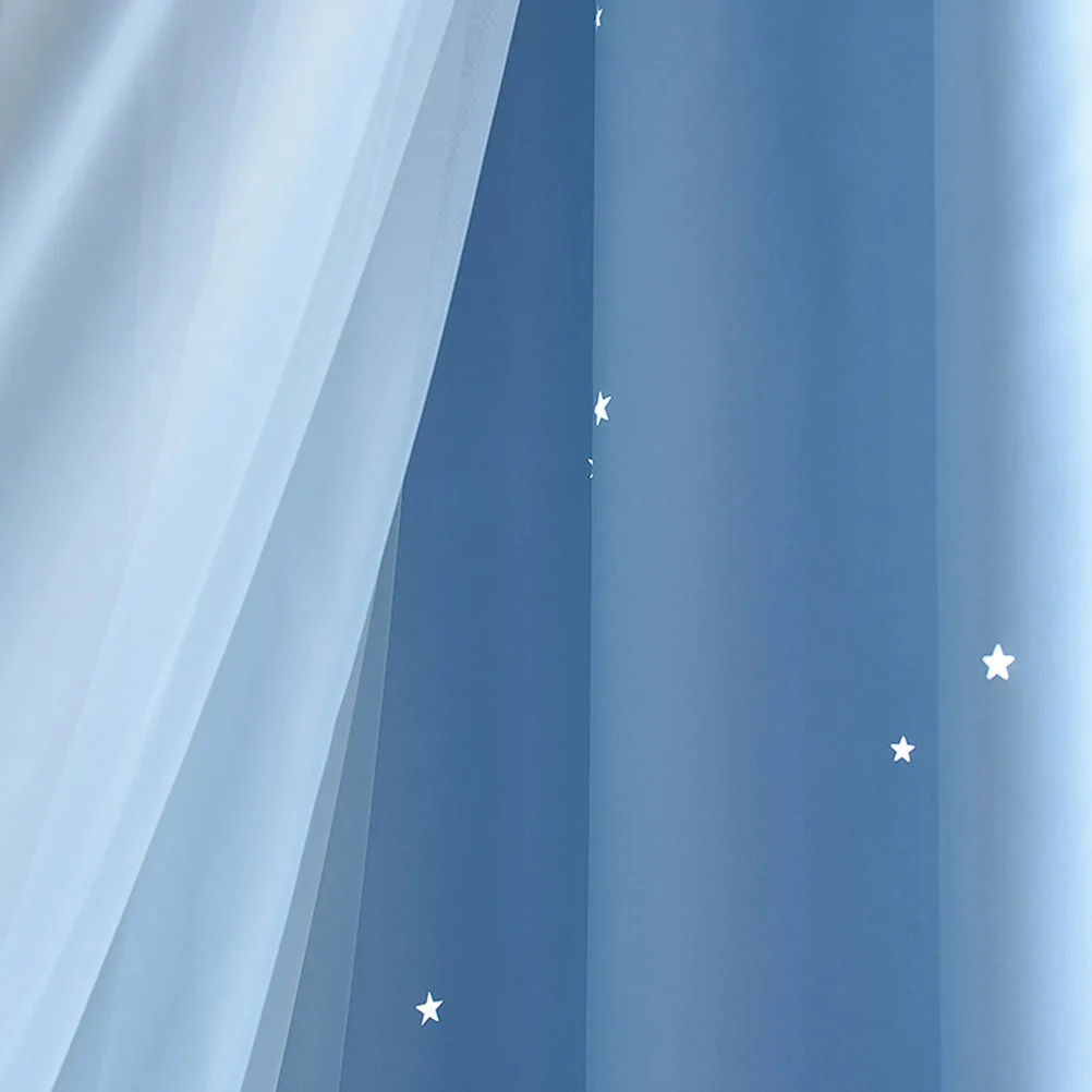 ستارة تعتيم بطبقة مزدوجة على شكل نجمة، ستائر نافذة جروميت بنمط أزرق، ستائر غرفة النوم، تحجب الخصوصية #1