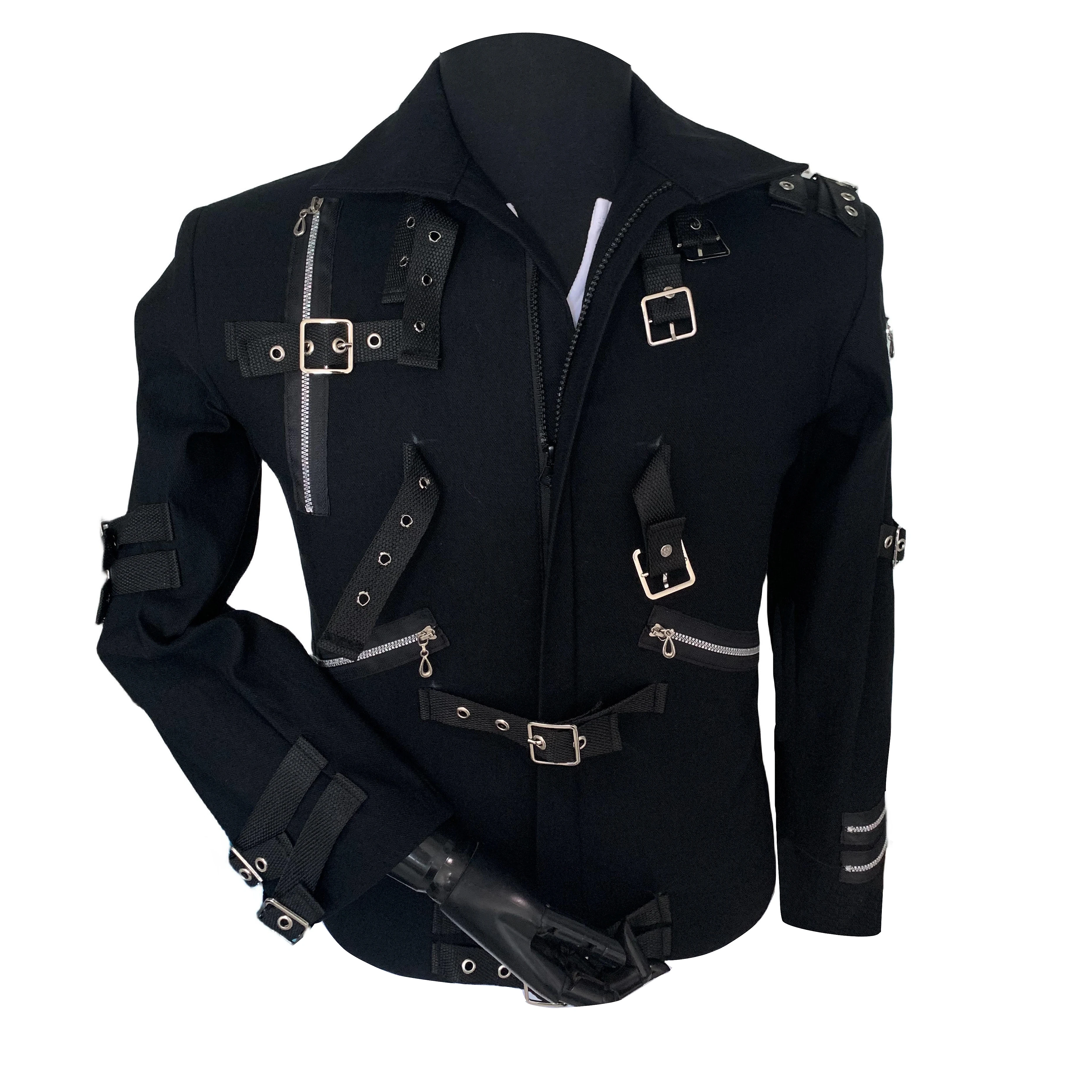 Impersonator Michael Who's BAD Concert Jacket with Punk Rivet Black Outwear