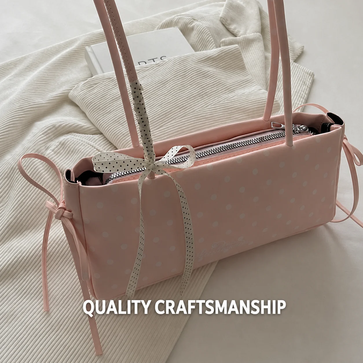 Handbag Minimalist Pu Leather Bag Casual Shoulder Bag Sweet Polka Dot Bag For Shopping Shoulder Carry Dating