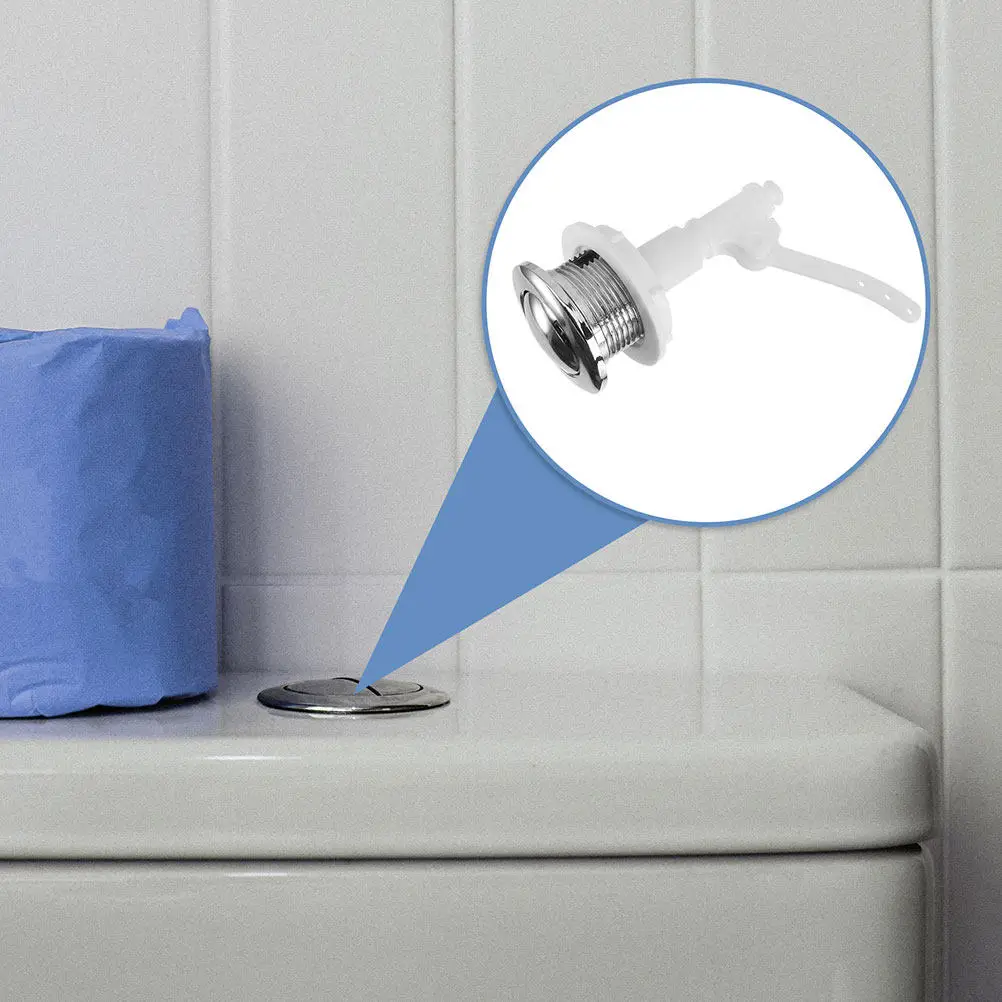 2Pcs Round Head Toilet Tank Push Button Rod Heavy Duty Plastic Flush Switch Replacement for Most Cistern Lid Hole Universal Fit