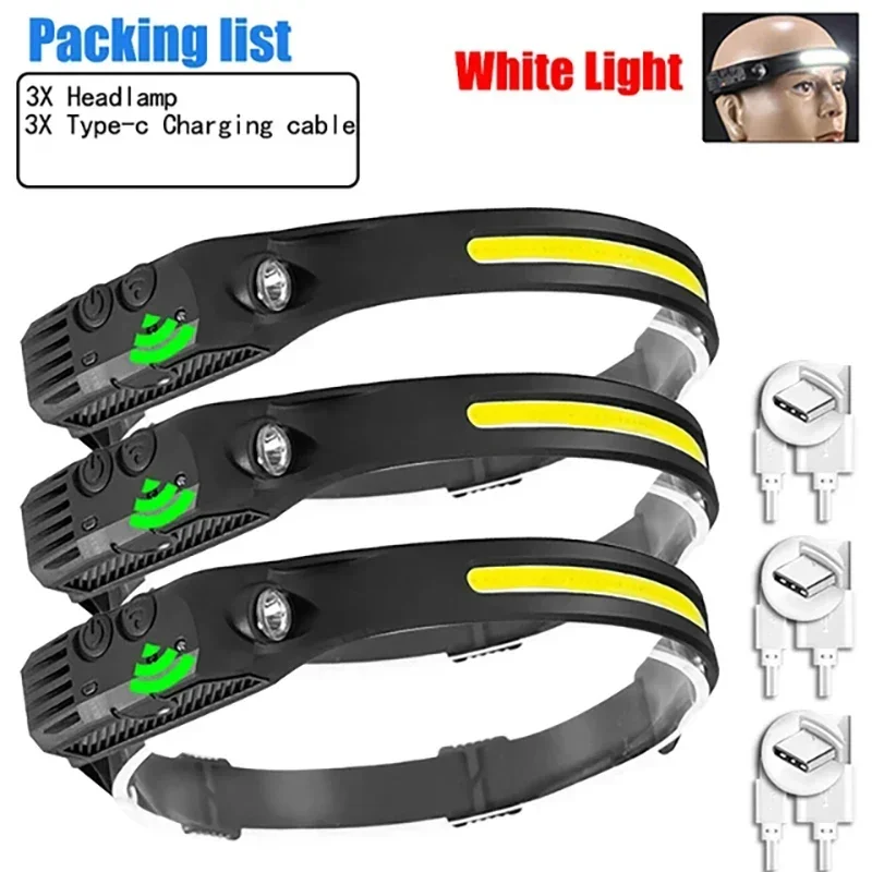 KDULIT XPE + COB LED Sensor Scheinwerfer USB Aufladbare Camping Suchscheinwerfer Scheinwerfer Led Kopf Taschenlampe Kopf Taschenlampe für Angeln Laterne 9