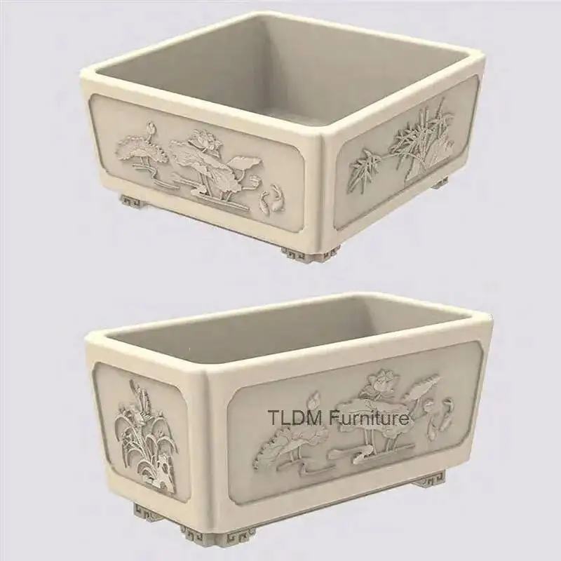 وعاء مستطيل من البلاستيك مربع حديقة اناء للزهور سميكة الاسمنت أربعة زوايا قالب بونساي قالب حديقة قالب المصبوب في مكان #5