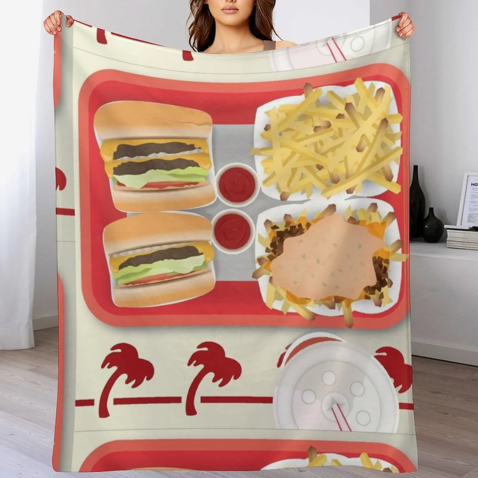 

in n out Throw Blanket Plush Fuzzy Cozy Blanket for Couch Sofa